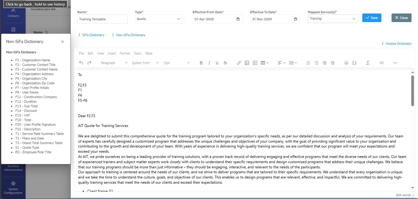 Manage Templates