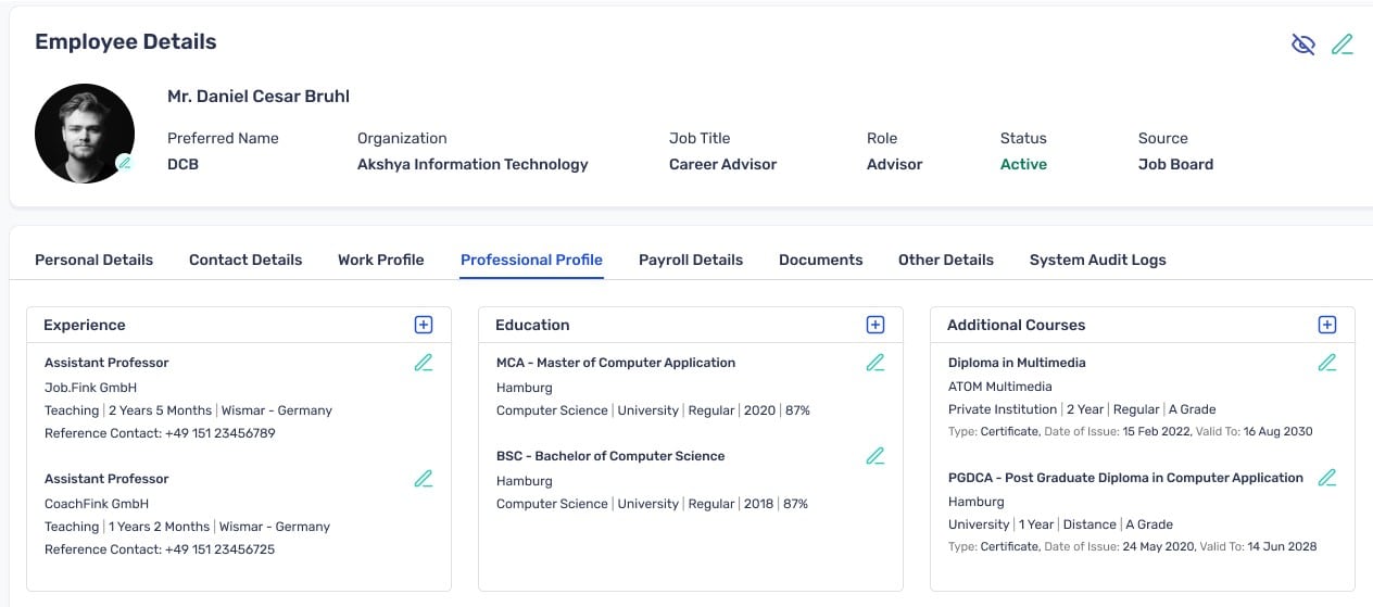 Professional Profile Details-EM